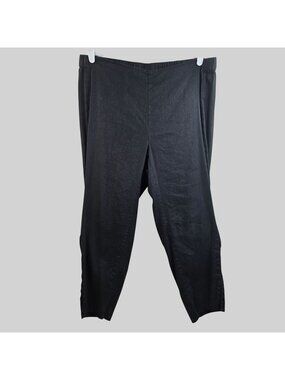 J.Jill Linen Pants Plus Size‎ 1X Black High Rise Minimalist Pull On Stretch Crop